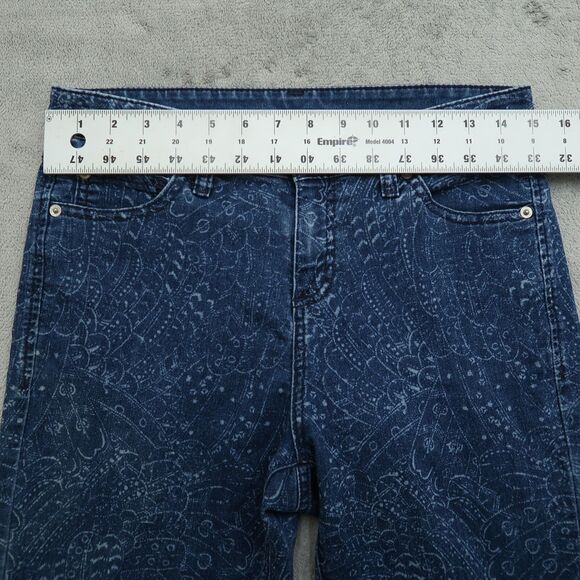 International Concepts Jeans Womens Size 8 Blue Mid-Rise Flare 30" Inseam Fringe - Picture 14 of 15